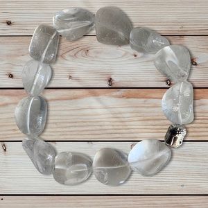 Clear Quartz Stone Buddha Head Bead Bracelet